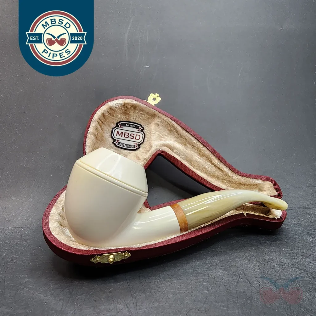 MBSD Meerschaum Deluxe, Bent Rhodesian Block Meerschaum Pipe, Briar-Mortis