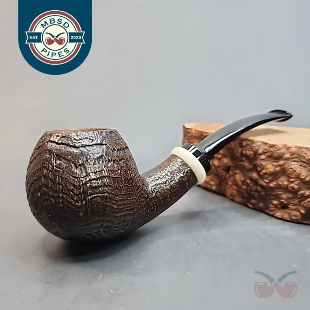 Keresaspa Sandblasted Bent Apple Handmade Briar Pipe, Iran Artisan Pipe