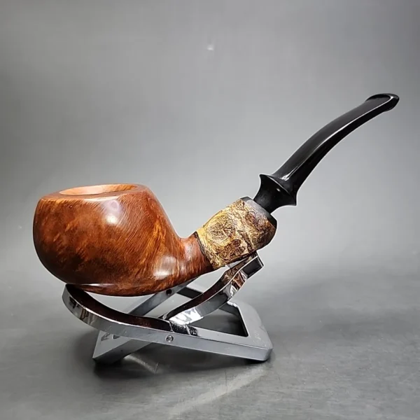 Bennie Joe Smooth Bent Apple Handmade Briar Pipe - Image 3