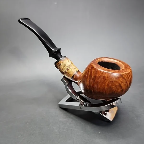 Bennie Joe Smooth Bent Apple Handmade Briar Pipe - Image 6