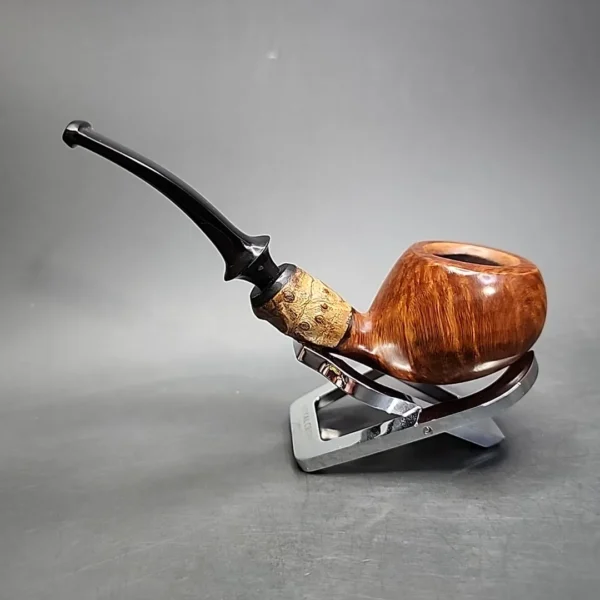 Bennie Joe Smooth Bent Apple Handmade Briar Pipe - Image 7