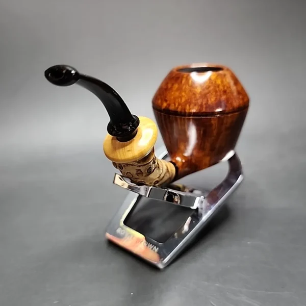 Doctor's Pipes Grand Flash Smooth Rhodesian w/ Boxwood Handmade Briar Pipe, New - Image 8