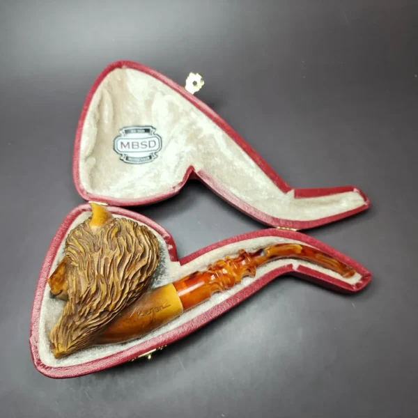 MBSD Meerschaum Masters by Kenan XL Wolf Block Meerschaum Pipe, New - Image 3