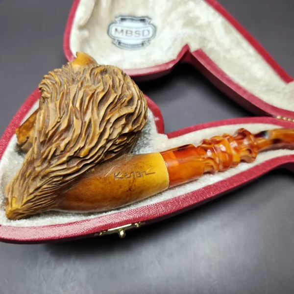 MBSD Meerschaum Masters by Kenan XL Wolf Block Meerschaum Pipe, New - Image 4