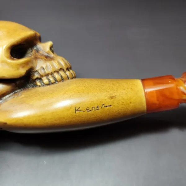 MBSD Masters by Kenan, Magnum Gothic Skull Block Meerschaum Pipe, New - Image 4