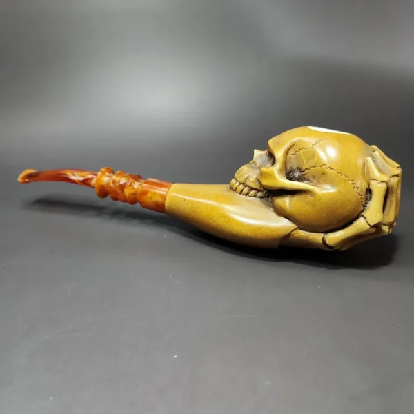 MBSD Masters by Kenan, Magnum Gothic Skull Block Meerschaum Pipe, New - Image 7