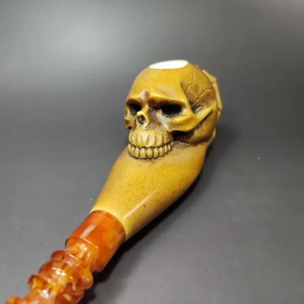 MBSD Masters by Kenan, Magnum Gothic Skull Block Meerschaum Pipe, New - Image 9