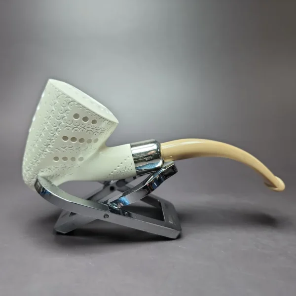 MBSD Meerschaum Deluxe Silver Lattice Peewit Block Meerschaum Pipe, Briar-Mortise - Image 3