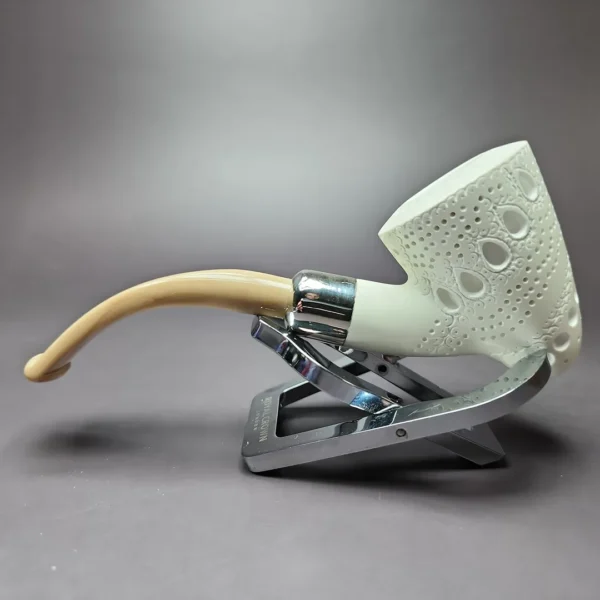 MBSD Meerschaum Deluxe Silver Lattice Peewit Block Meerschaum Pipe, Briar-Mortise - Image 6