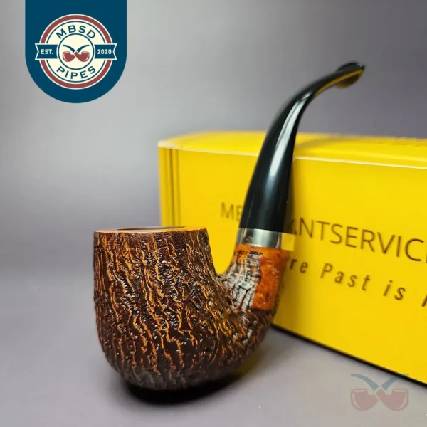 Merchant Service "Full Bent" Sandblasted Bent Billiard Briar Pipe, New