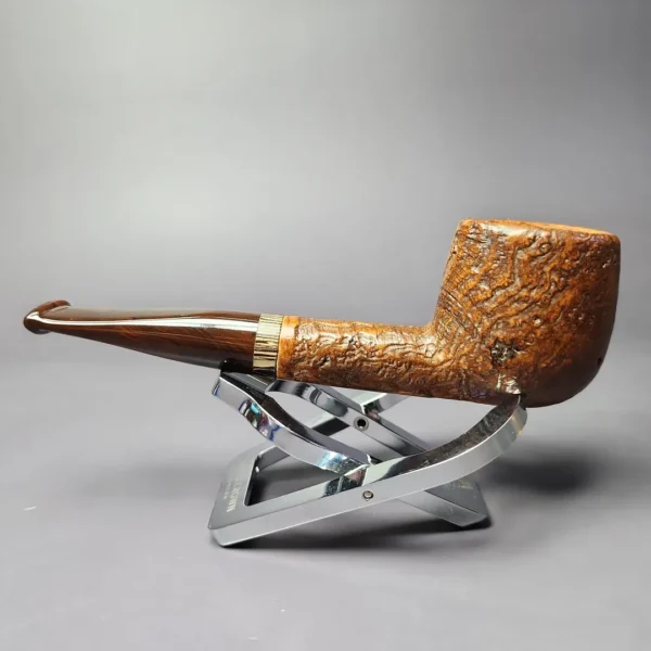 Volkan Sandblasted Opera w/ Zebrawood Estate Briar Pipe, Italian Estates - Image 4