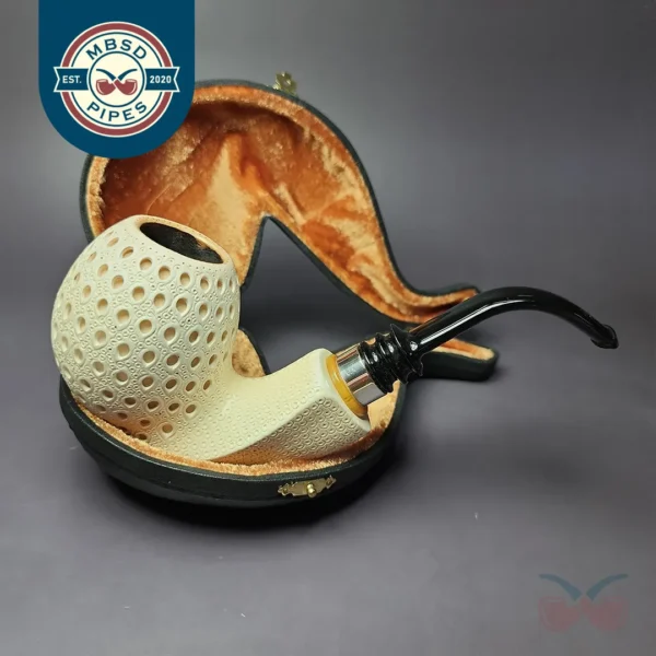 Lattice Danish-Style Egg w/ Silver Block Meerschaum Estate Pipe, Turkish Estates