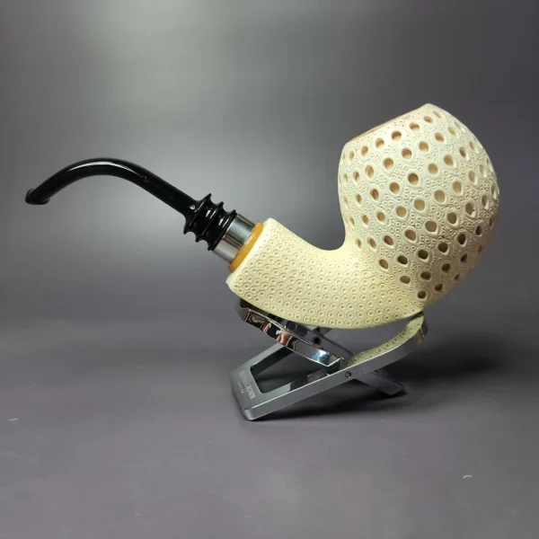 Lattice Danish-Style Egg w/ Silver Block Meerschaum Estate Pipe, Turkish Estates - Image 3