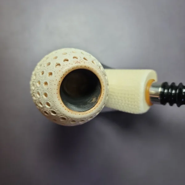 Lattice Danish-Style Egg w/ Silver Block Meerschaum Estate Pipe, Turkish Estates - Image 5