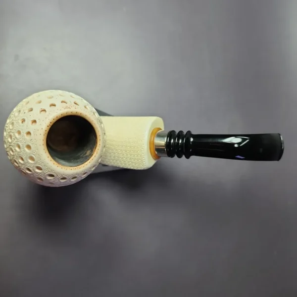 Lattice Danish-Style Egg w/ Silver Block Meerschaum Estate Pipe, Turkish Estates - Image 7