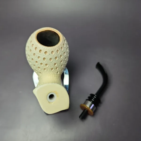 Lattice Danish-Style Egg w/ Silver Block Meerschaum Estate Pipe, Turkish Estates - Image 10