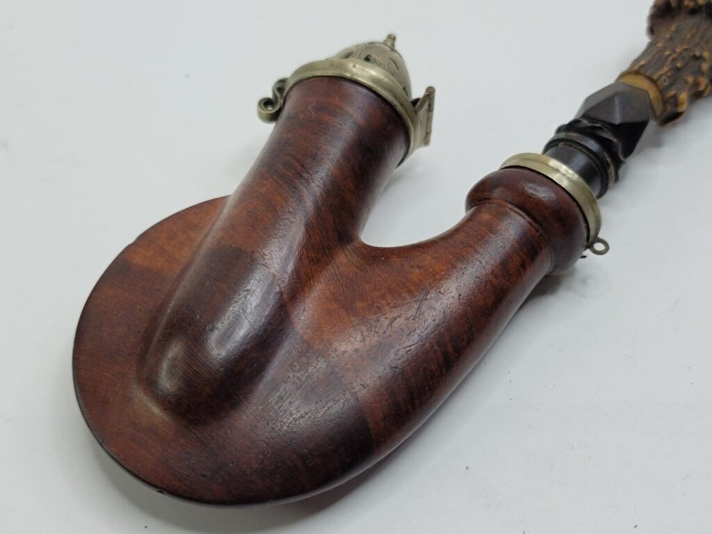 Antique German Ulmer Wooden Tobacco Smoking Pipe With Stem, Hallmark ...